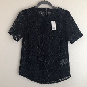 NWT Banana Republic Lace Crochet Navy Top - XS
